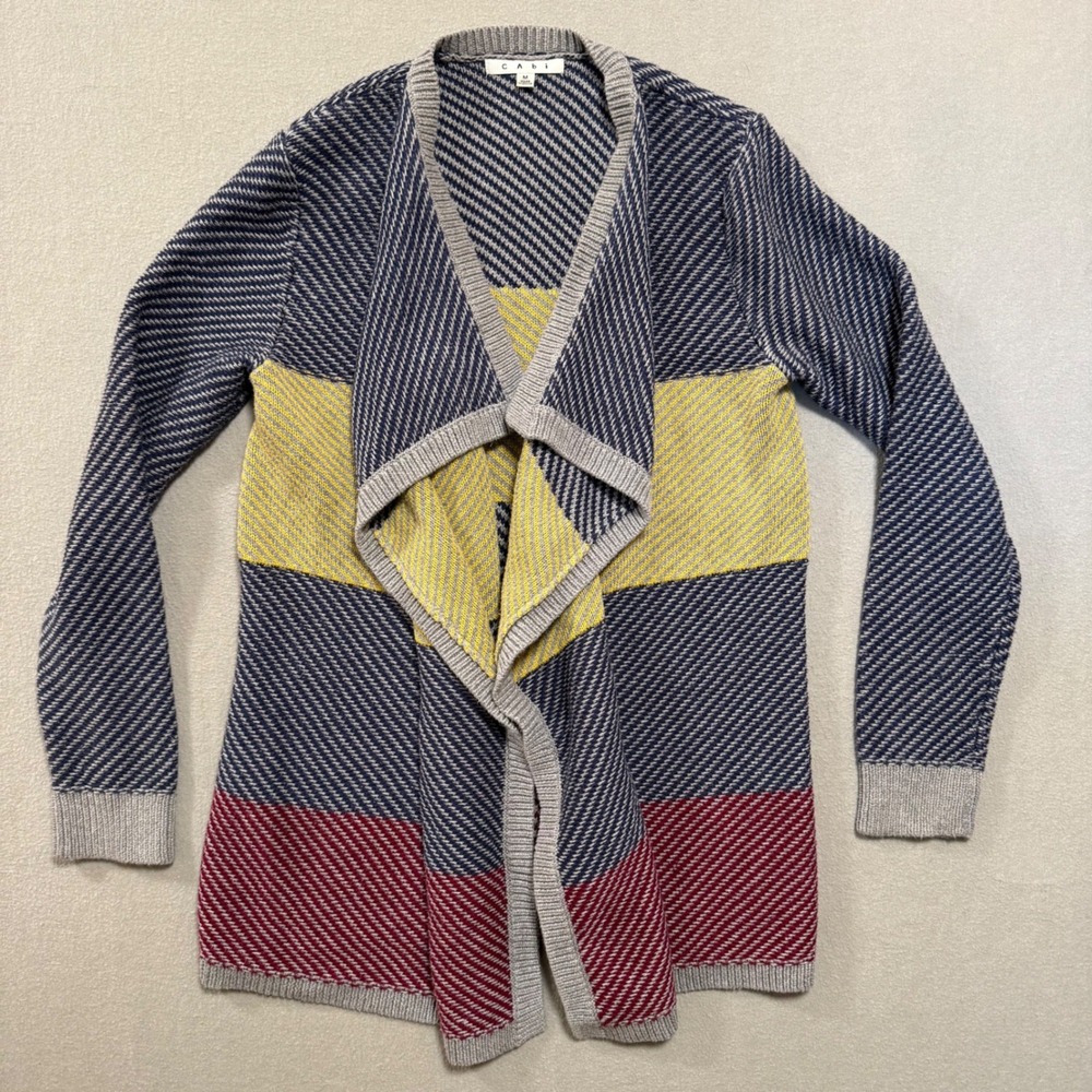 CAbi Color Block Blanket Sweater Open‎ Front Cardigan Medium